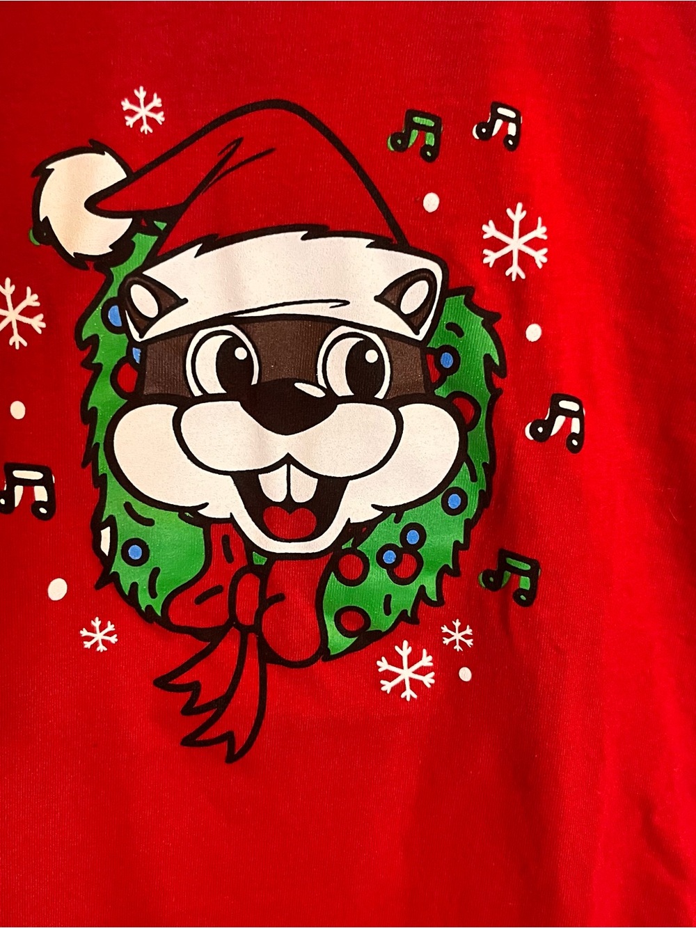 Kids Red Holiday Graphic Tee with Festive Wreath Character - Picture 3 of 6